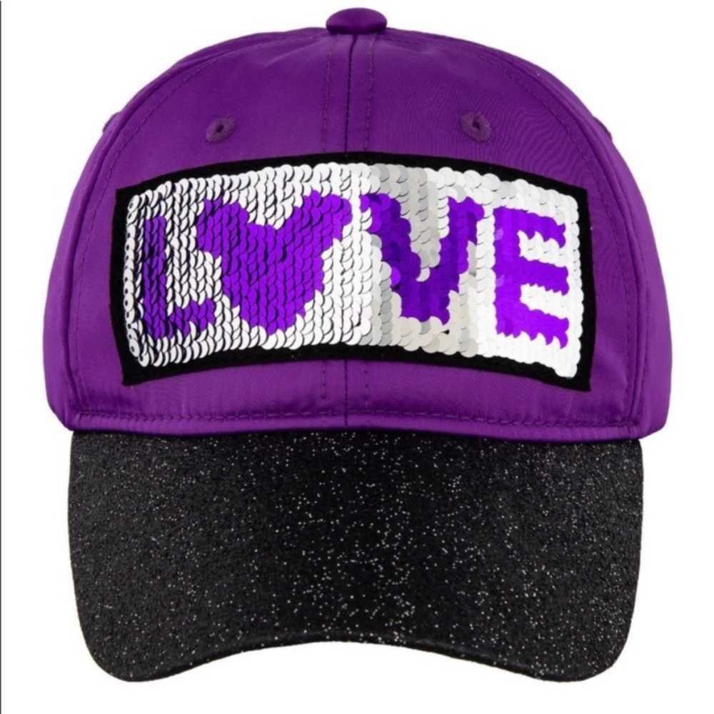 Disney Love Purple Sequin Baseball Hat
